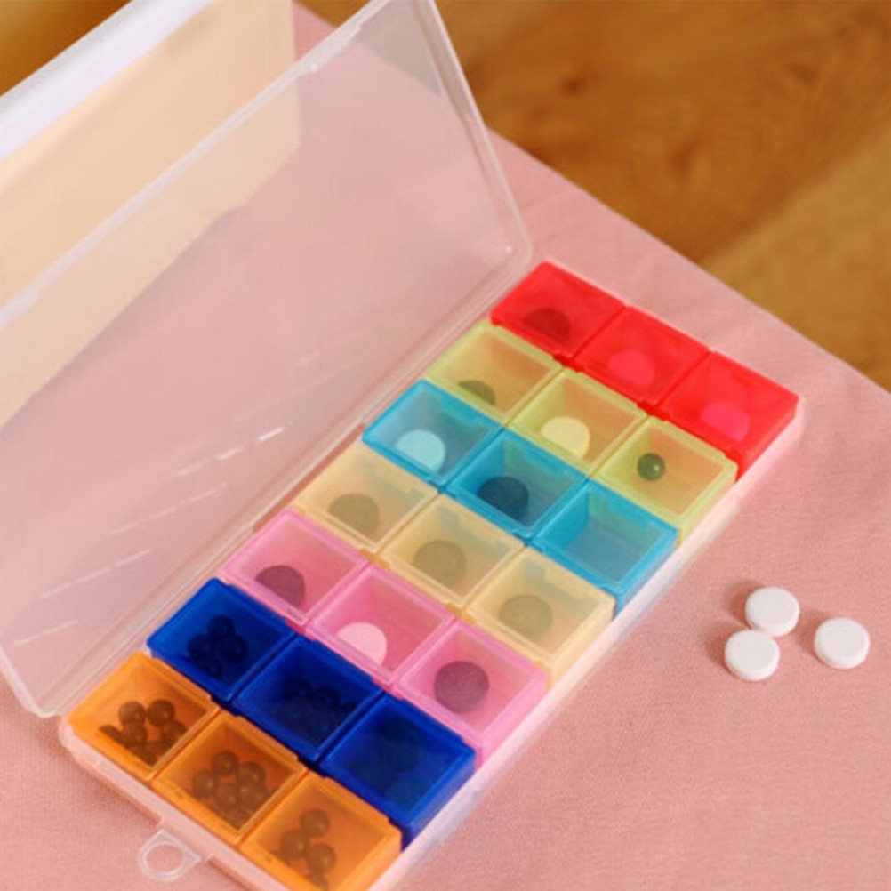 Multicolor Container 7 Dag Regenboog Pil Geneeskunde Kit Tablet Bunker Dispenser Organizer Case Met 21 Vakken Pillendoosje