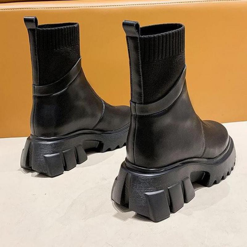 Botines de tacón alto informales para mujer, botas de tacón grueso con plataforma, estilo gótico, Punk, para invierno,