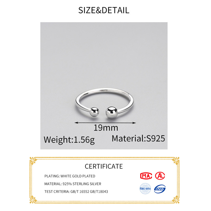 INZATT Trendy Minimalistischen Perlen Einstellbare Ring Echt 925 Sterling Silber Edlen Schmuck Für Frauen Party Zubehör Bijoux