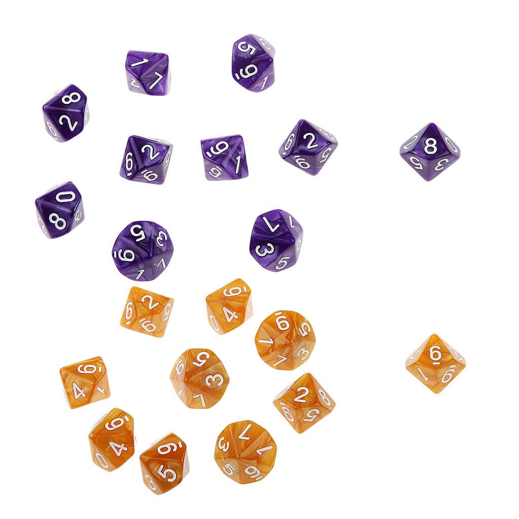 20 stücke Zehn Seitige Anzahl Drucken D10 Würfel D & D Rolle Spielen Spiele Party Spielzeug