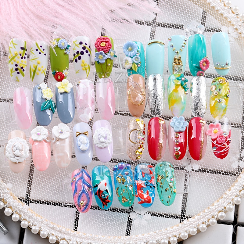 8 stk/parti blomst fiskeblade nail art form 3d silikone negle udskæring stempling nail art skabelon gør det selv holdbar manicure indretning