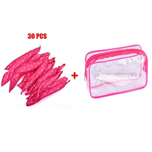 Rouleaux à Cheveux DIY Rouleaux de Coiffure Outils Éponge Rouleaux Bigoudi Doux Rouleaux de Bigoudis: Pink Roller and Bag