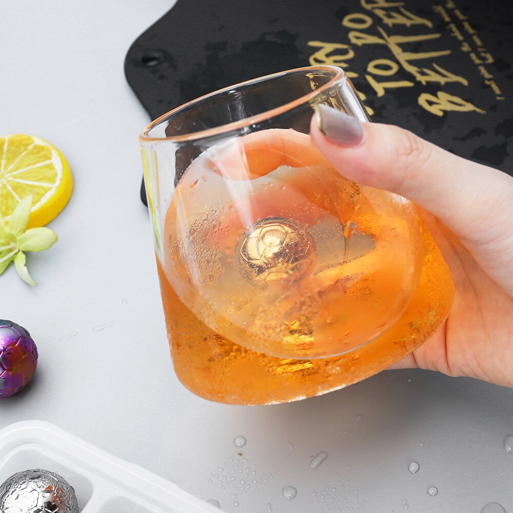 Stainless Steel Football Ice Cube Reusable Chilling Stone for Whiskey Wine Keep Your Drink Cold Longer Kitchen Accessories