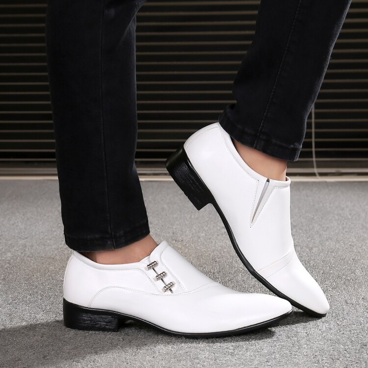 VIVODSICCO, zapatos de vestir de hombre de cuero PU blanco , zapatos de oficina para hombre, Oxford antideslizantes, zapatos de para boda, zapatos planos Casuales