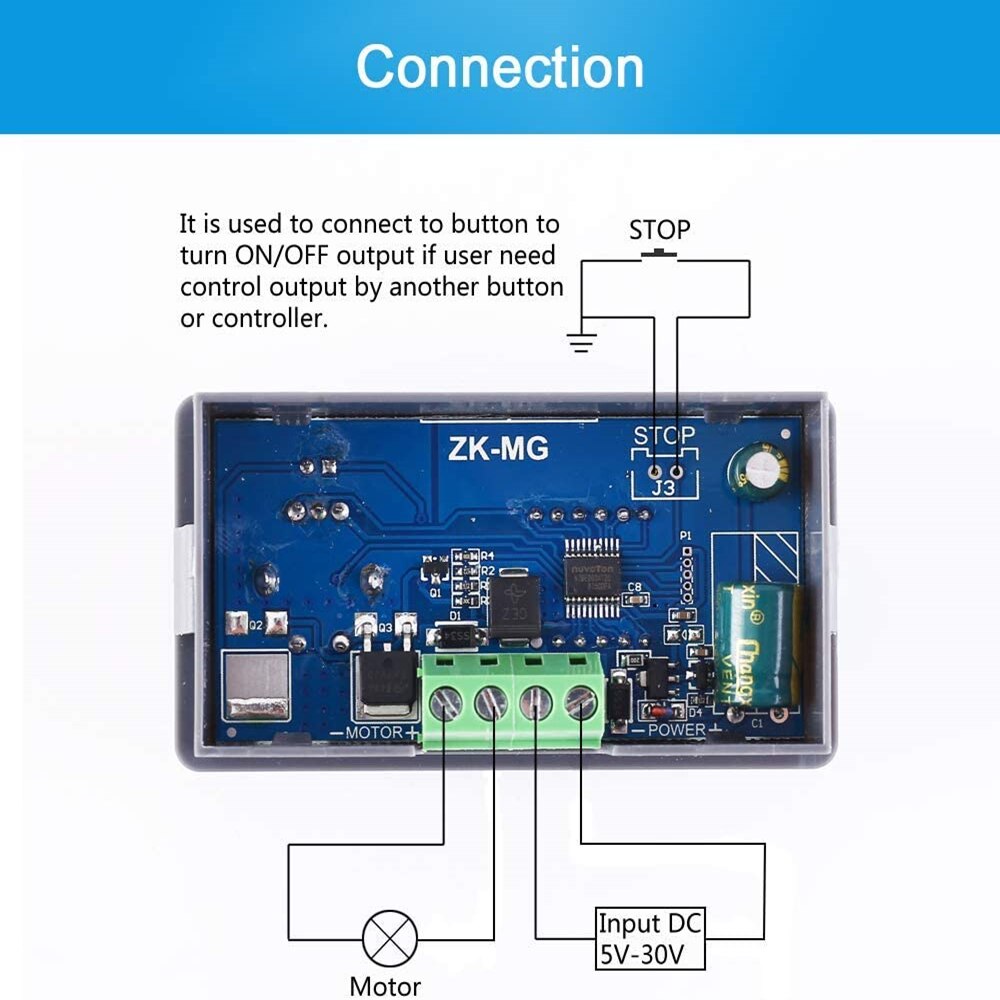 PWM Motor Speed Controller With Digital Display - 6-30V DC, 5A Max, Adjustable