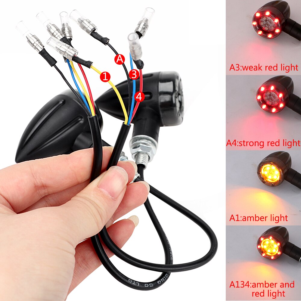 1 Paar Motorfiets Flasher Indicator Lamp Voor Harley Mini Bullet Led Richtingaanwijzers Motorfiets Verlichting Brake Stop Light