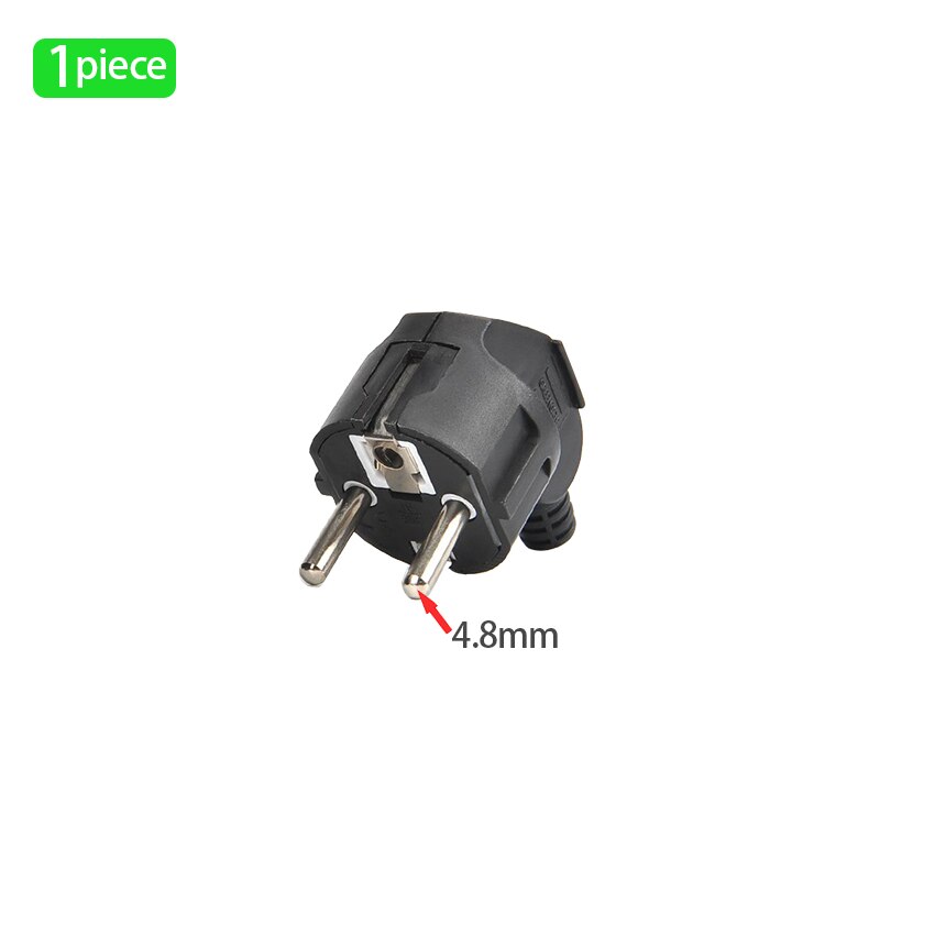 EU 16A Plug French Korea 4.8mm Pin DIY Rewireable Plug: 1 piece black