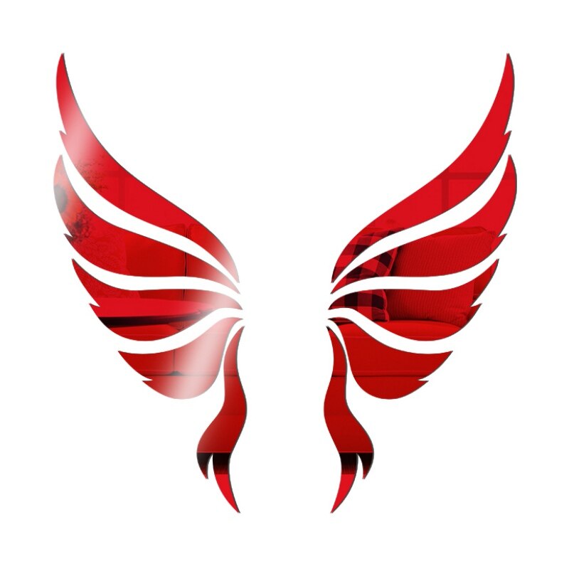 Angel Wings Acrylic Mirror 3D Wall Stickers Angel Wings Wall Sticker Decal DIY Art Home Decoration Stickers For Room 1: D