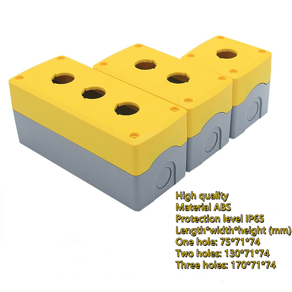 Caja de botón a prueba de agua, interruptor de caja de control, cassette/orificio de montaje de 22mm, 1 Uds.: IP65 yellow