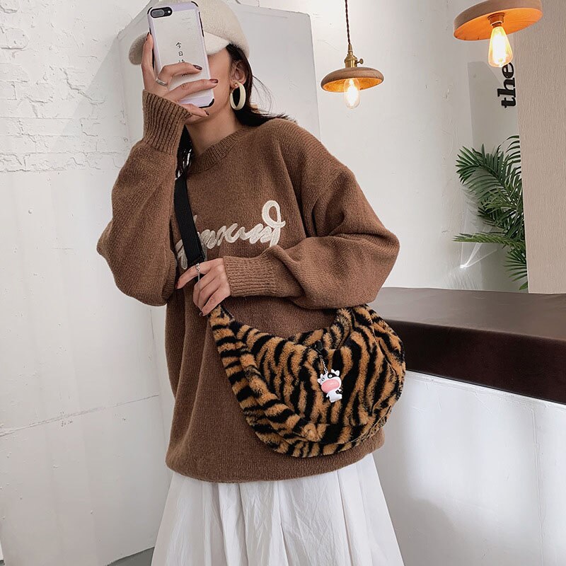 2020 nova moda feminina bolsa de ombro crossbody feminina zebra padrão sem pingente saco do mensageiro listrado ins bolinho