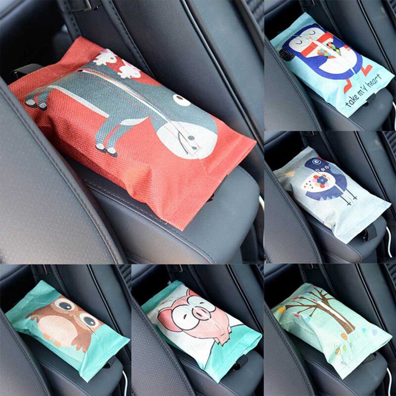 Tegneserie klud bilsæde ryg hængende opbevaring tissue taske boks container håndklæde serviet papirer taske kasse