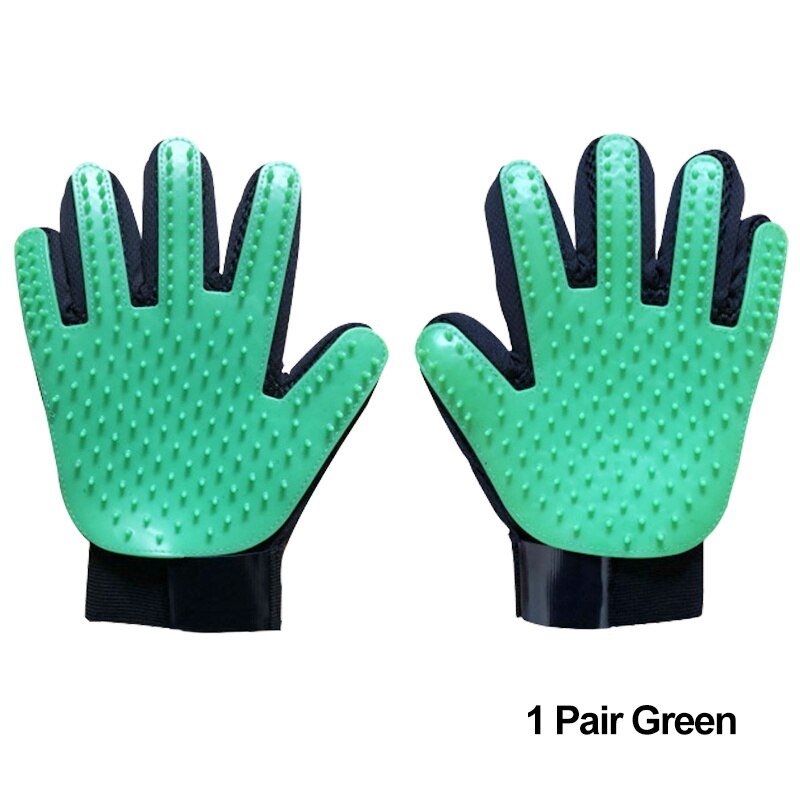 Gant pour animaux de compagnie en Silicone souple chien chat brosse pour animaux de compagnie Massage nettoyage doux efficace chat toilettage gant chien fournitures de bain gant pour animaux de compagnie peignes: 1 Pair Green
