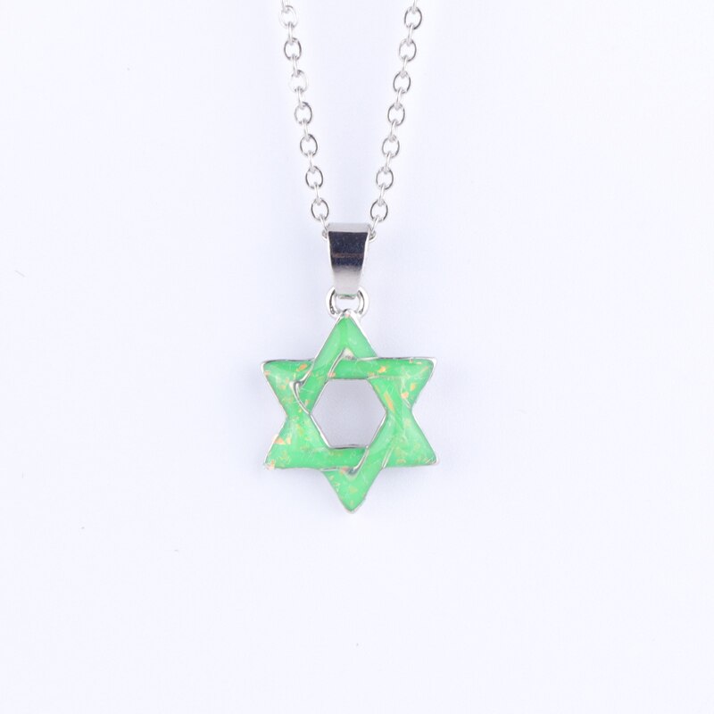 Trendy Vrouwelijke Sterren Vormige Hanger Kettingen Blauw Hexagon Star Choker Ketting Vrouwen Engagement Mode-sieraden: Green
