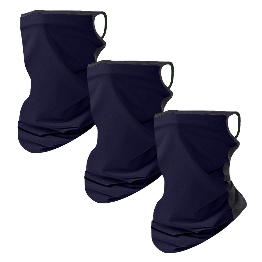 3 stk unisex rave bandana hals gamasje rør hodeplagg utendørs fotturer sykling bandana pustende anti støv ansikt skjerf kvinner menn: Marineblå