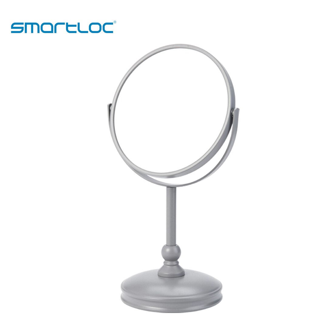 Espejo de maquillaje compacto giratorio de 2 caras, espejo redondo de doble cara para escritorio, con aumento de 5X, con de tocador: grey