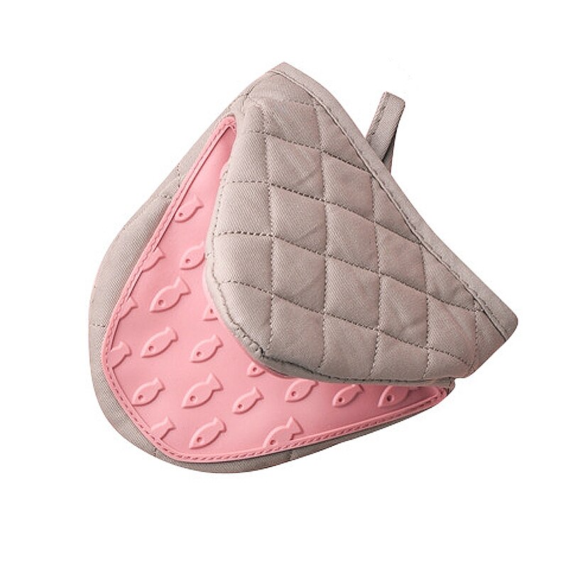 1 Piece Silicone Anti Scald Gloves Oven Clip for Kitchen Tray Dish Bowl Holder Baking Insulation Hand Mitts перчатки для кухни: Pink