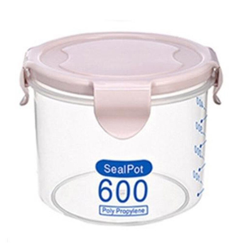 600-1500ml Food Storage Container Kitchen Refrigerator Food Noodle Sealing Box Preservation Fresh Pot Tank Boxes Organizer: pink- 600ml