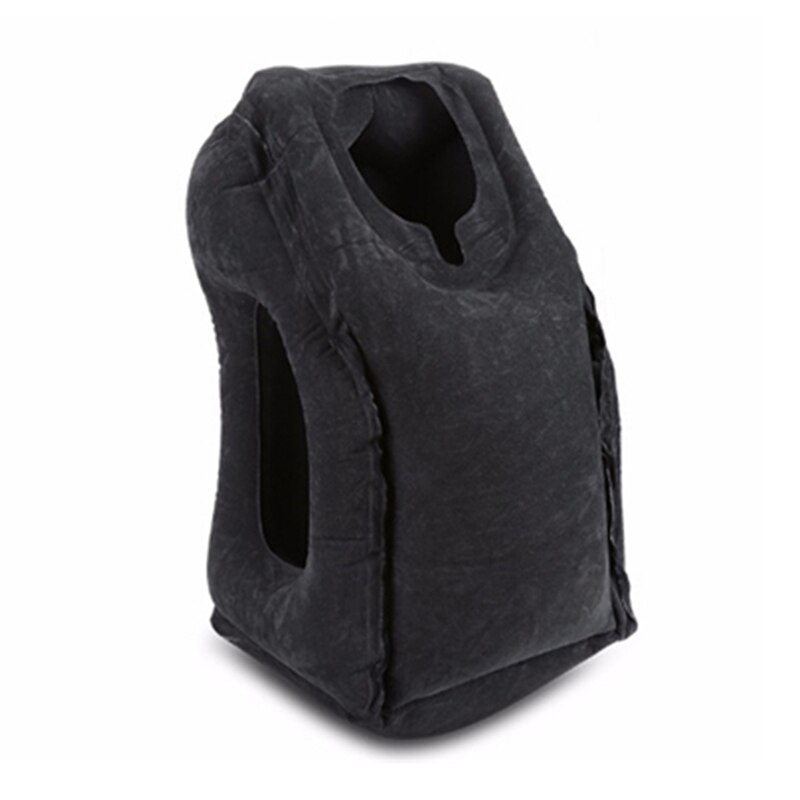 Oreiller gonflable à Air pour voyage, traversin Frontal, coussin de couchage confortable, avion, voiture, voyage, doux, pliable: Black