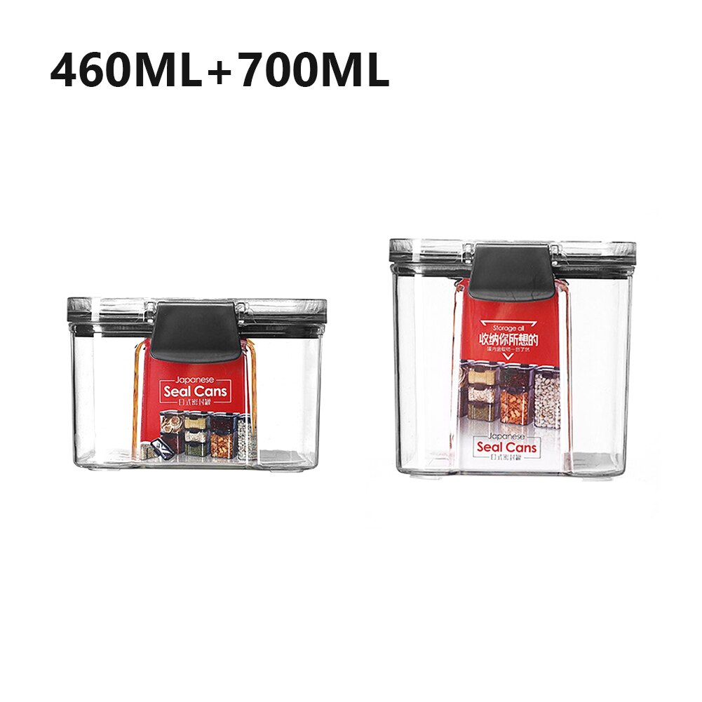 Box Multigrain Cereal Containers Airtight Pantry Pasta Kitchen With Lid Food Storage Container Plastic Transparent Sealed Cans: 460-700