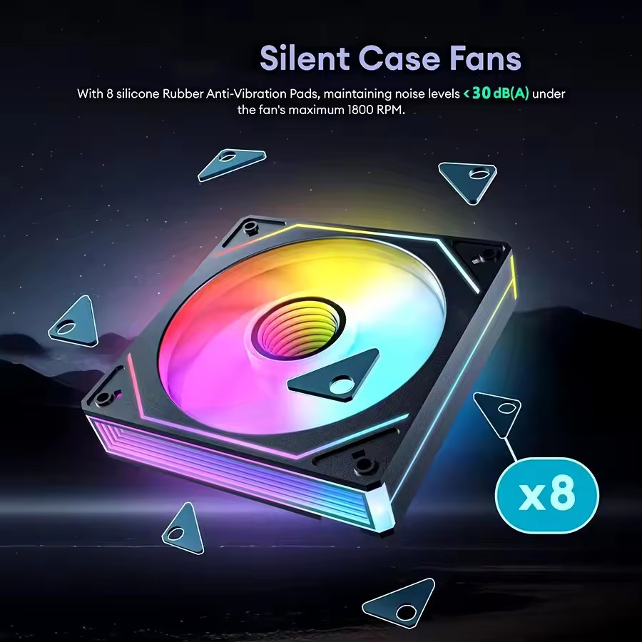 ICE Whale PRISM 7PRO 120mm ARGB Case Fan 1800RPM 4PIN PWM Ventilador de resfriamento silencioso de grande volume de ar