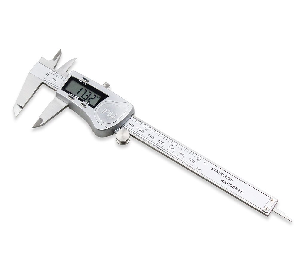 Industrial IP54 Waterproof Digital Display Stainless Steel 150mm Metric / Imperial Vernier Caliper With Depth Measurement