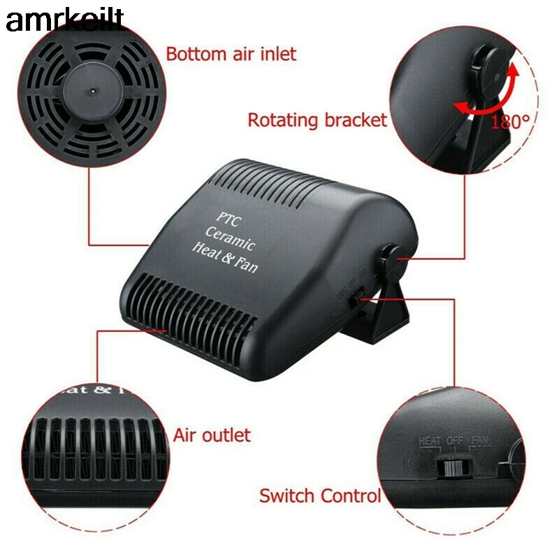 12V Auto Fan Heater Ontdooier Koeler Droger Voorruitverluchting Outlet Koud Wind Auto Draagbare Verwarming Ventilator 500W