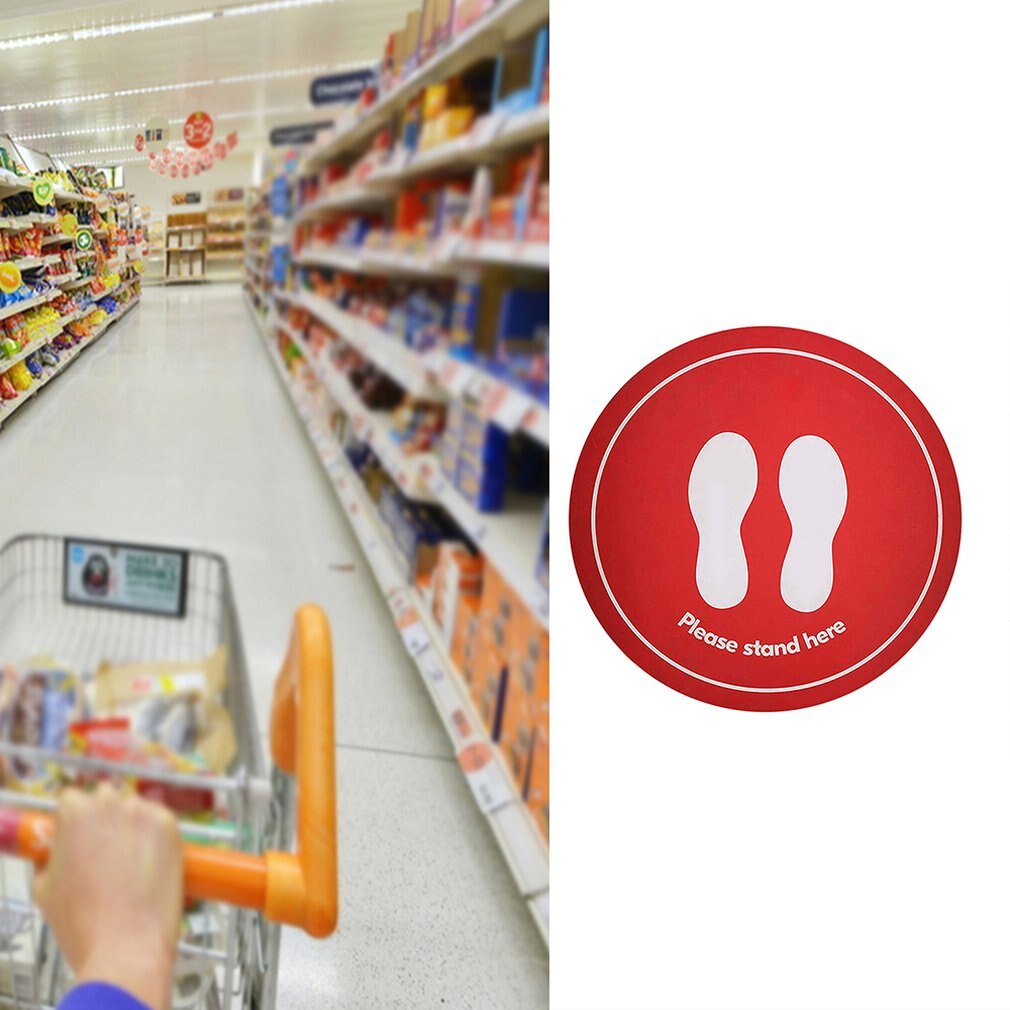 Please Practice Social Distancing Floor Sign Circle Pressure Sensitive Adhesive Non-Slip Store Floor Decor