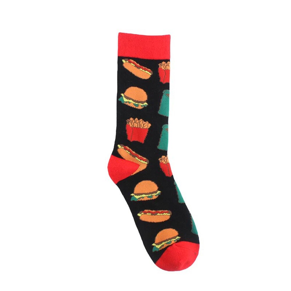 Drôle volcanique Chili Pizza Hamburger frites à motifs hommes heureux coton chaussettes affaires hip hop sport harajuku équipage: 11