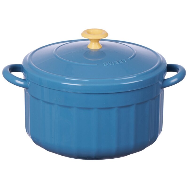 Handheld Bowl Anti-scald Noodle Soup Rice Ramen Bowl w 2 Handle Japanese Style Kitchen Tableware Blue/Cyan/Orange/Yellow: 4