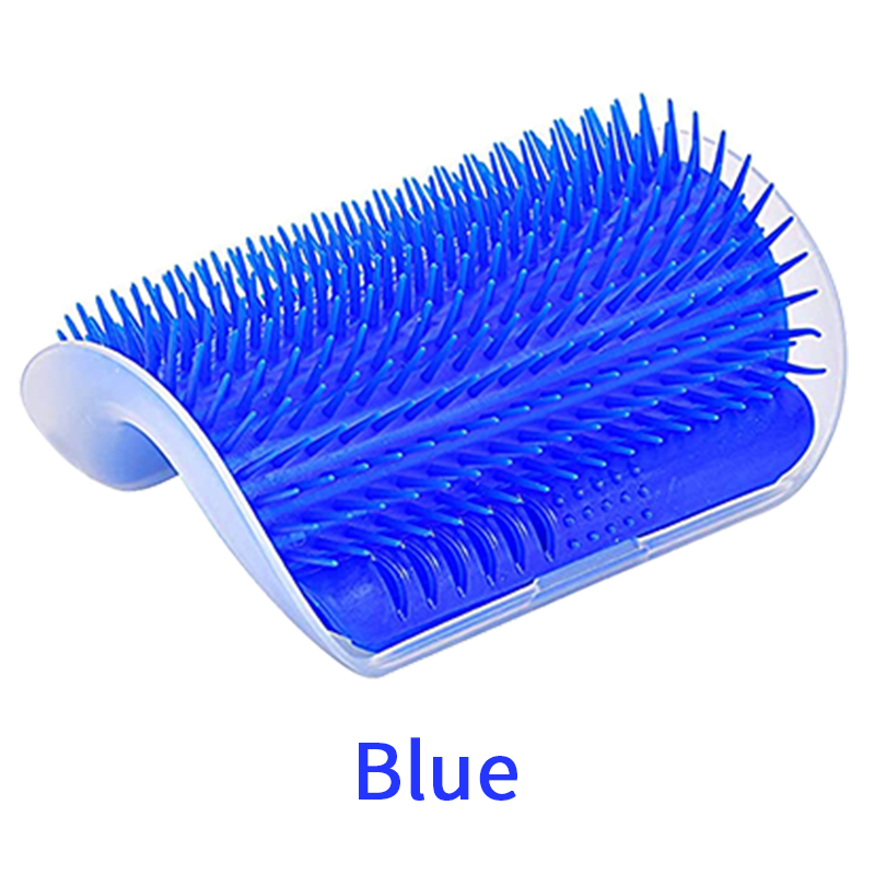 Brosse de Massage d&#39;angle mural pour chat, auto-toilettage avec cataire herbe-aux-chats doux, brosse pour le visage avec un peigne chatouillant, fournitures de toilettage pour animaux de compagnie: Bleu
