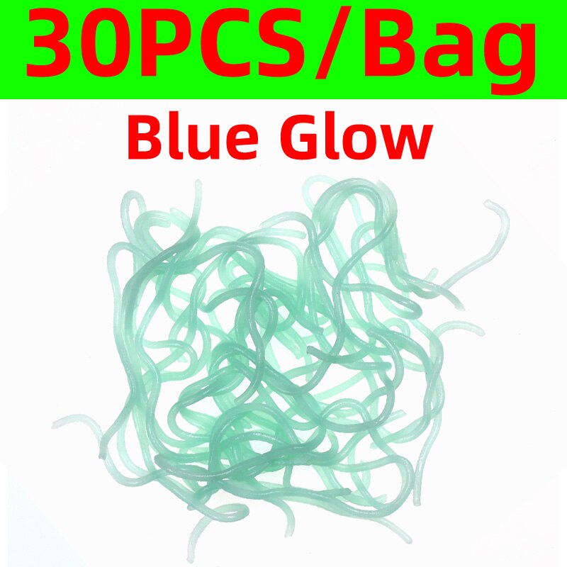 30pcs/Pack Squirmy Worms for Knitting Nymphs, Shrimps, Grubs, San Juan Worms Fly Tying Material Fishing Flies: Blue Glow