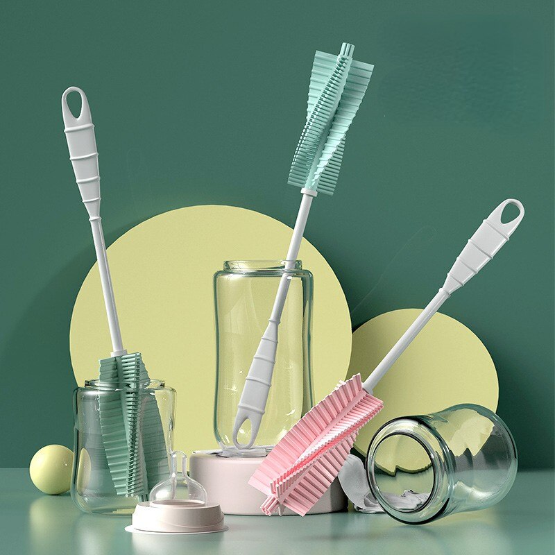 Spazzole rotanti in Silicone per biberon spazzola per tazza di pulizia per bambini spazzole per biberon per pulizia di alimenti strumento per la pulizia del lavaggio della tazza di vetro
