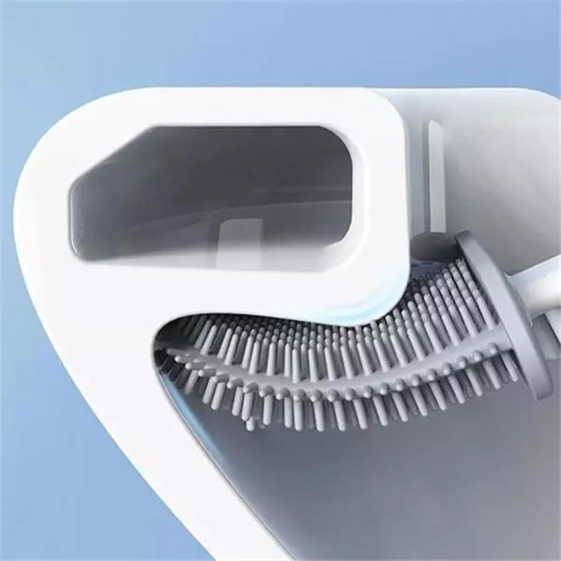 Silikone toiletbørste roterbar silikone flex toiletbørste med holder badeværelse redskaber husholdningsvask rengøringsbørste