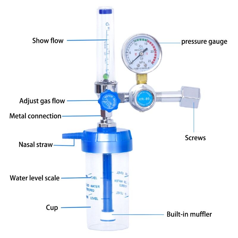 Zuurstof Flow Zuurstof Flowmeter Manometer Zuurstof Drukregelaar 0-10L/Min G5/8 Voor Ouderen Pr