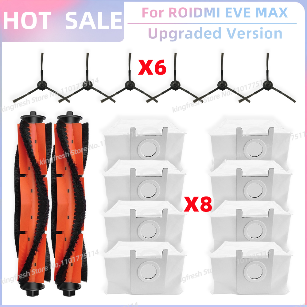 Compatible For ( ROIDMI EVE MAX ) Vacuum Parts Main Roller Side Brush Dust Bag Accessories: Clear