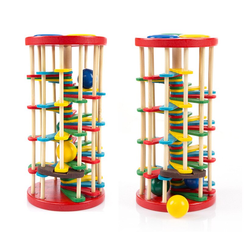Hands-on Percussion Piling Table Wooden Toys Color Early Education Toys For Baby Playing Table Knocking Ball Ladder