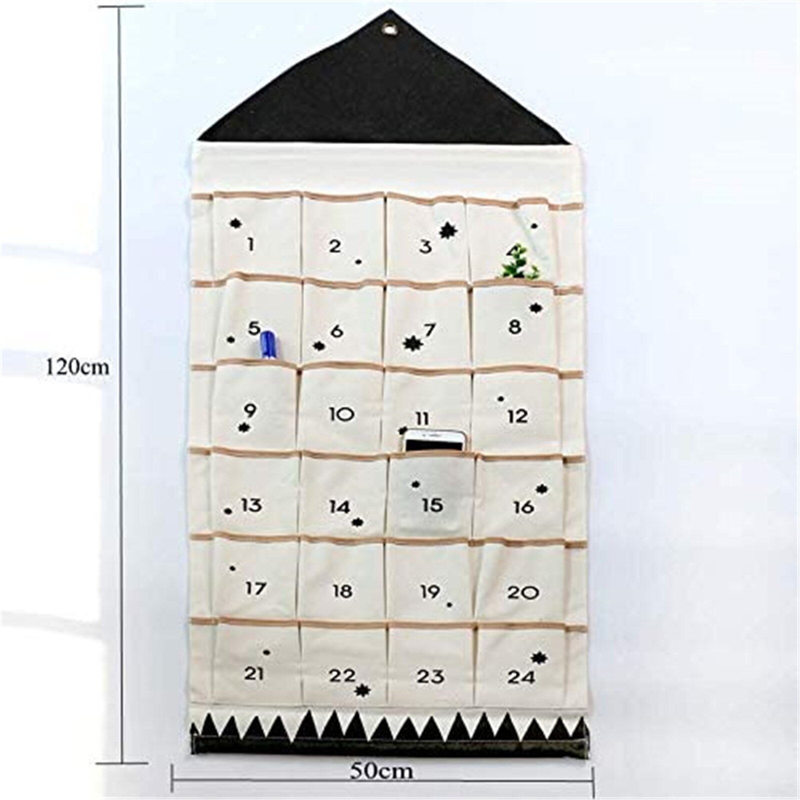 24 Pockets Storage Hanging Bag Christmas Calendar To Hang Ornaments Canvas room Wall Clothes Socks Underwear sorting bag #40
