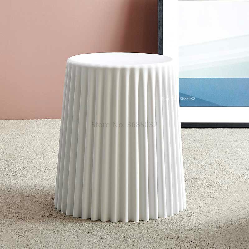 Table basse nordique en plastique bon marché, Table d&#39;appoint de salon, petite Table ronde, tabouret , décoration de maison: white