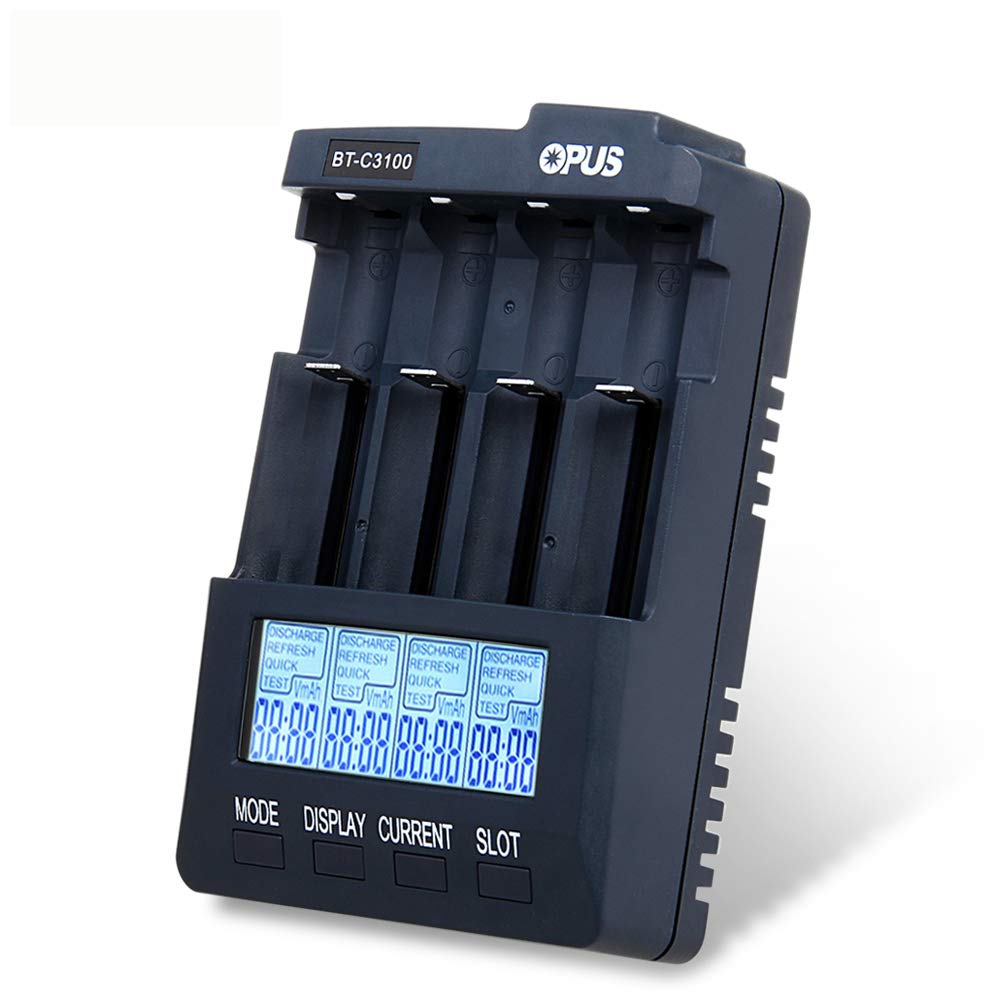 Opus BT-C3100 V2.2 4 Slots Standaard Batterij Oplader Intelligente Lader Voor Ni-Mh Nicd Aa Aaa 10440 18650 Oplaadbare Batterijen