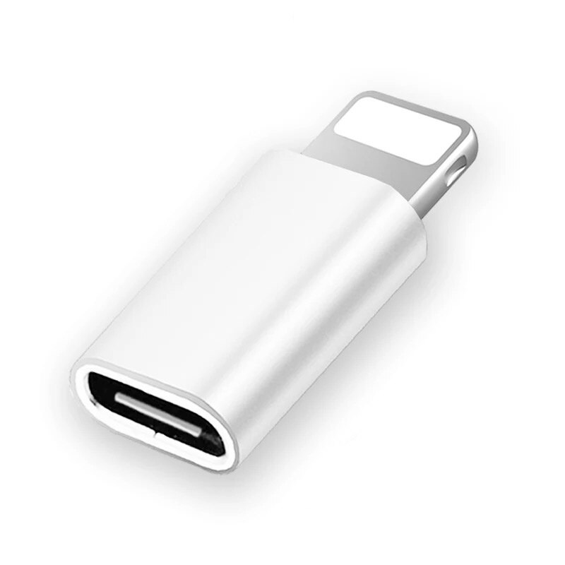 Mini usb tipo c para relâmpago adaptador de carregamento para iphone 11 pro xs max xr x 10 8 ipad usbc masculino para ios 8pin fêmea otg conversor: WHITE