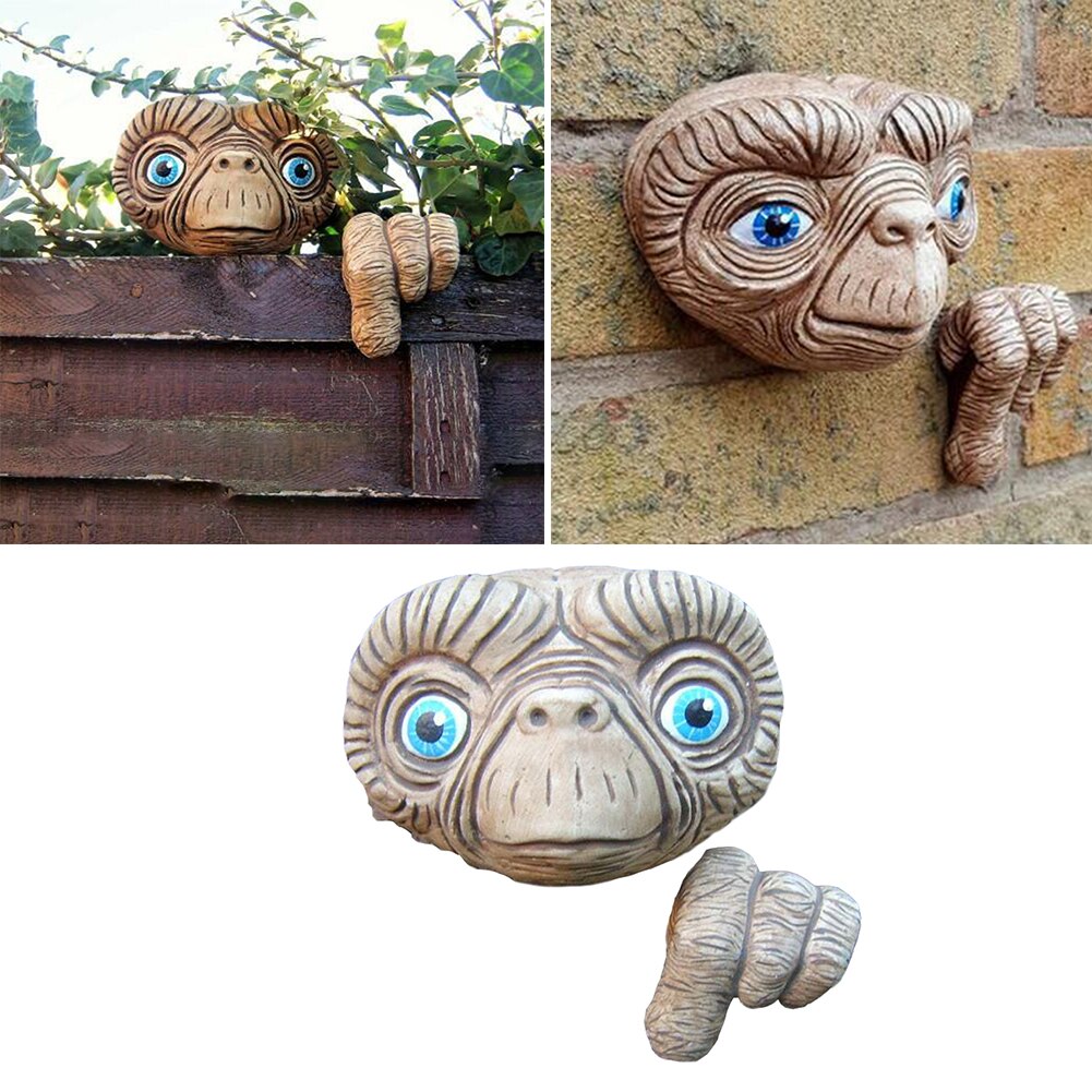 Alien Et Ornamenten Hars Ambachtelijke Alien Peeker Muur Hanger Yard Art Ornament Creatieve Huis Tuin Decoratie Hekken Deur Decor