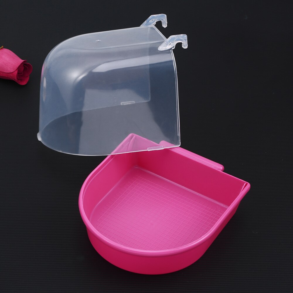 Caged Bird Bath Multi Cage Bird Bath Covered for Small Brids Canary Budgies Parrot (White)