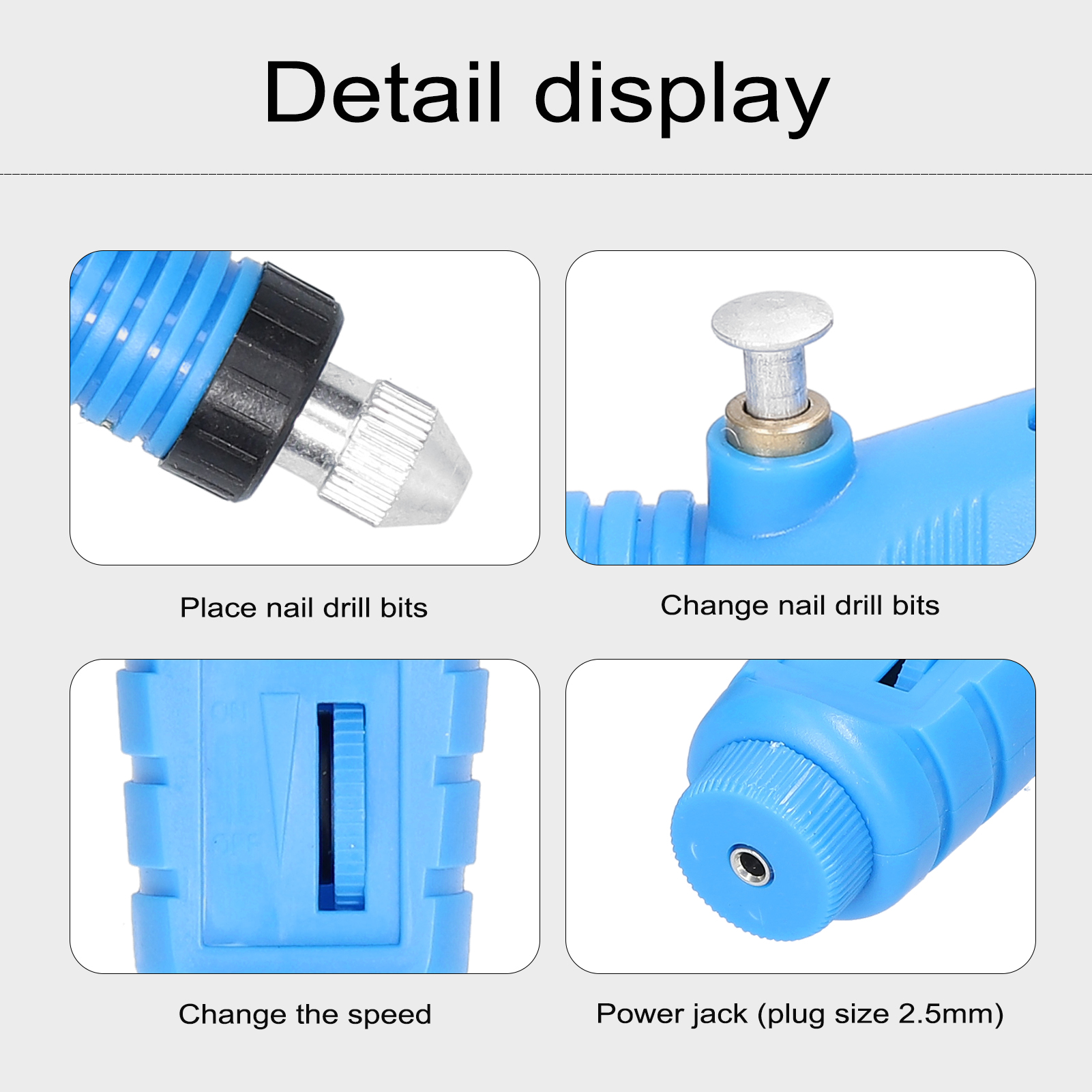 Handheld Mini Electric Grinder Nail Gelatum Removing Tool Polishing Machine Speed Adjustable Grinding Rotary Tool Kit