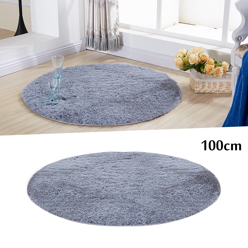 Soft Round Faux Fur Rug Carpets For Children'S Bedroom Living Room Fluffy Thermal Rug Shaggy Pile Gray Carpet Mat Bedside Mats: 100cm