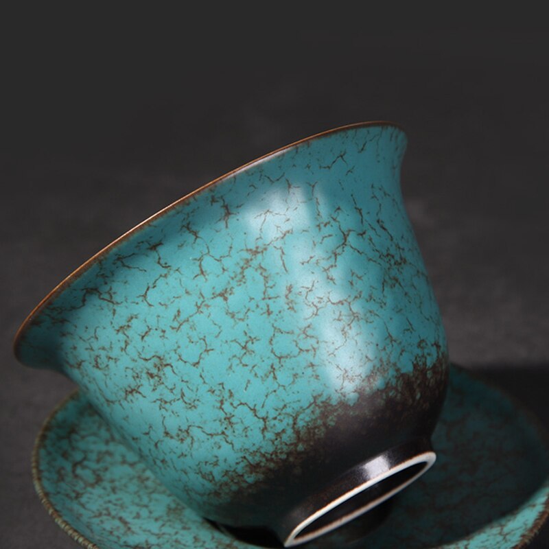 Retro Craft Pottery Tea Set Gaiwan Handmade Tureen Cup with Saucer Lid Bowl Cover Set Supplies Ceramics Tea Set Decoration