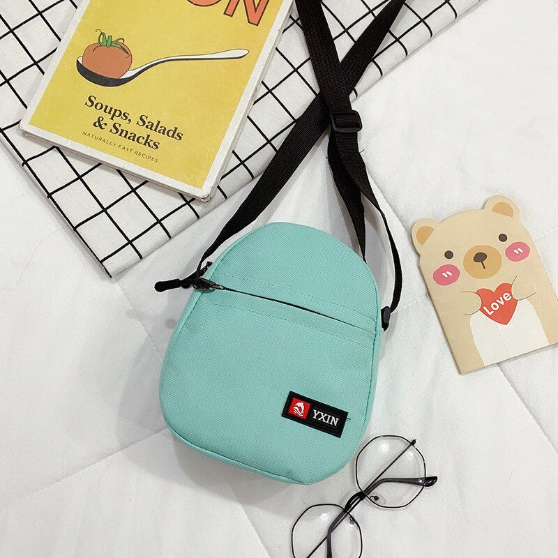 Mini mobiltelefonväska liten väska väska trendiga män och kvinnor med samma stil messenger bag student väska canvas: Grön