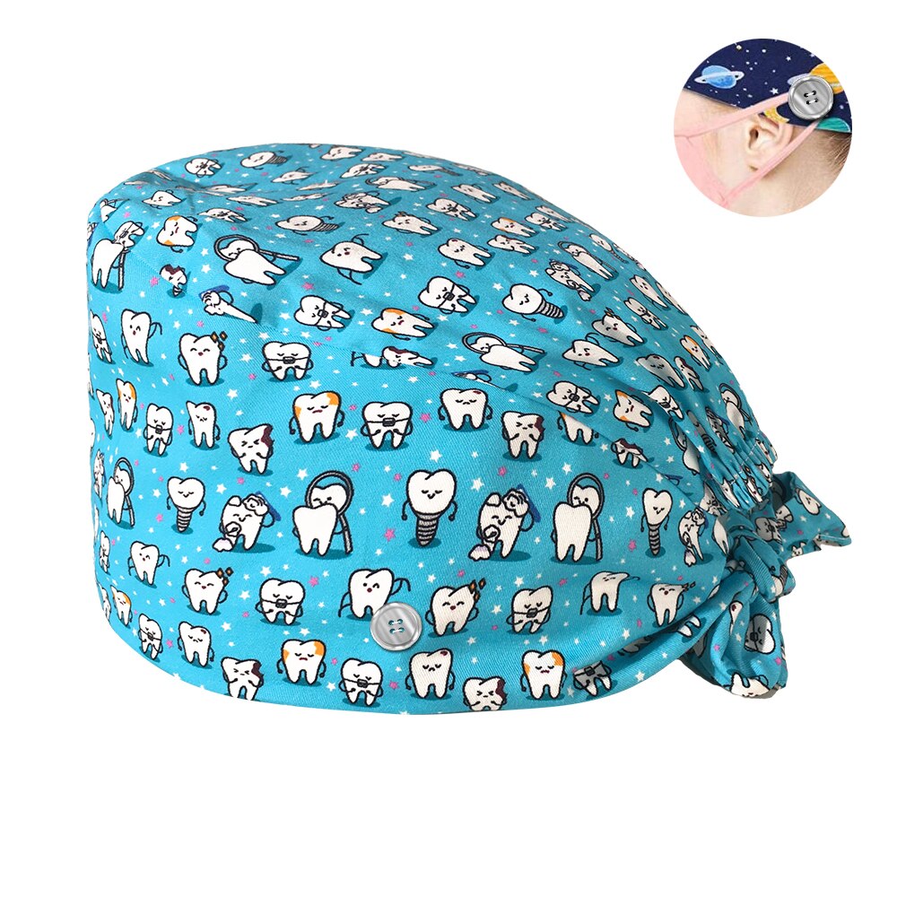 HC2K22003Wholesale Breathable lab hat Laboratory hat the Buttons scrub caps adjustable unisex Pet grooming work: 22135