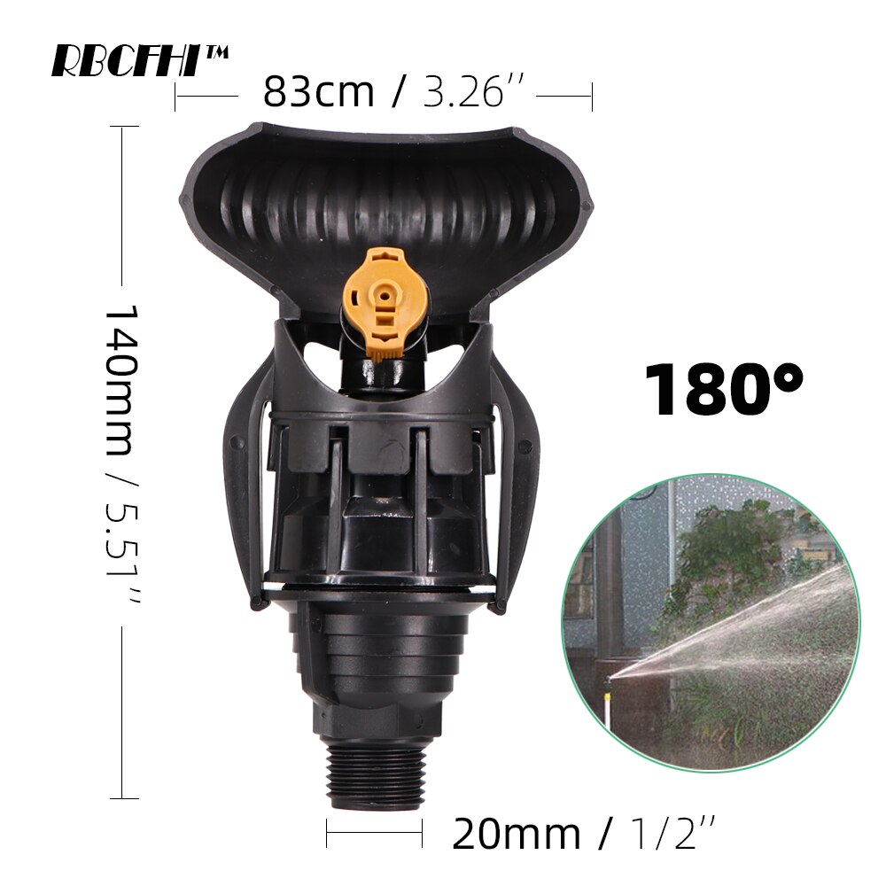 RBCFHI 2 sztuk 180 stopni ogród zraszacz obrotowy 1/2 ''gwint męnarty nawadnianie trawnika rozpylać kulka stalowa napęd podlewanie dysze