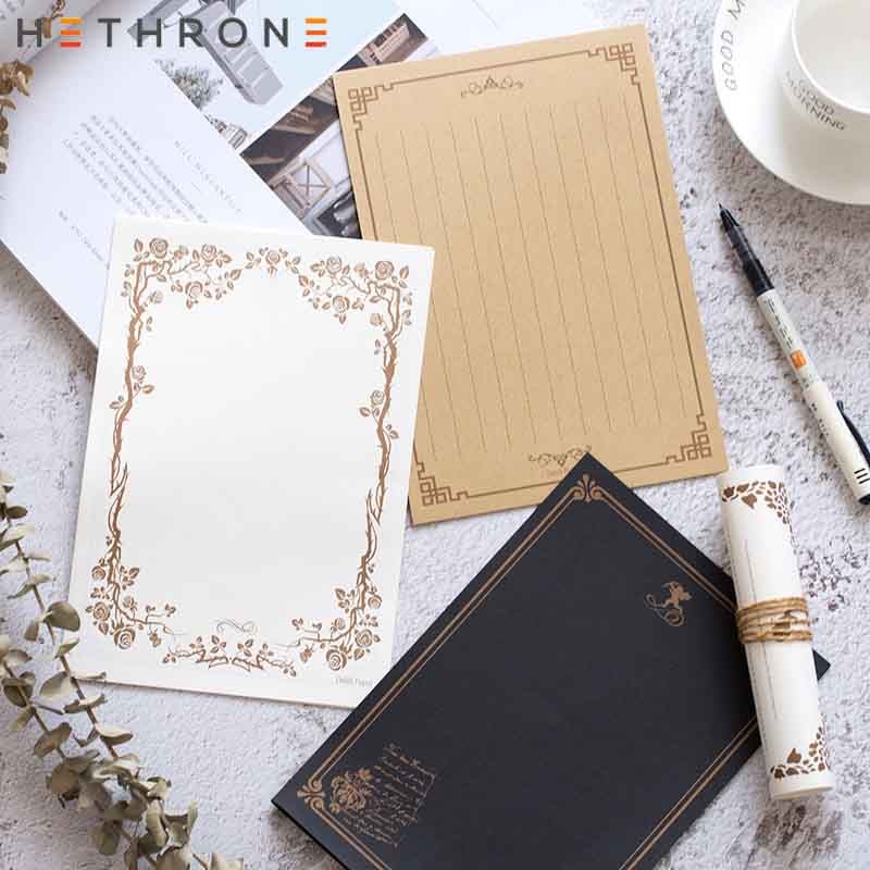 Hethrone 8 fogli di alto-fine Vintage ▾ Stile di Scrittura di Carta di Festa di nozze lettera di invito carta Cultura di Immagazzinaggio Della Cancelleria di Carta G