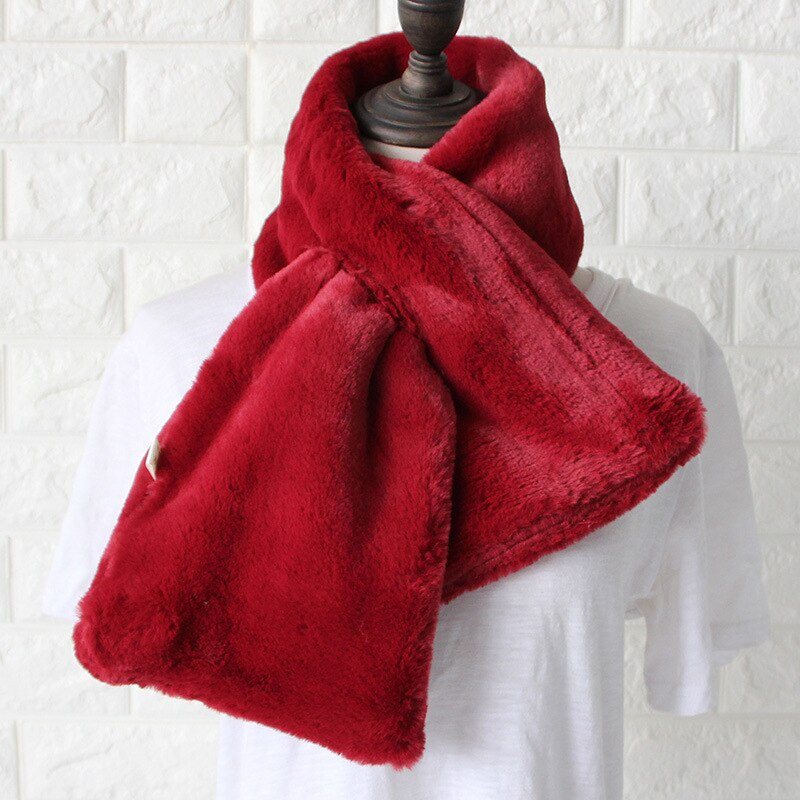 Scarf écharpe fausse fourrure pour femmes | Écharpe d'hiver chaude et douce, écharpe à anneau pelucheux, châles, enveloppes, écharpe à épaules, , au détail,: dark red